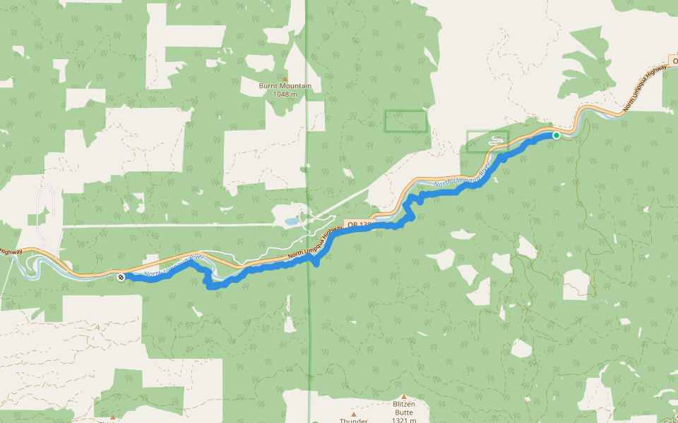 North Umpqua Trail - Tioga walking route map in Glide