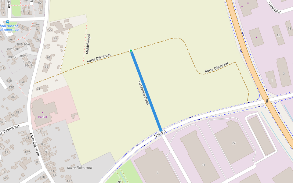 Vlassenbosbaan walking route map in Dendermonde