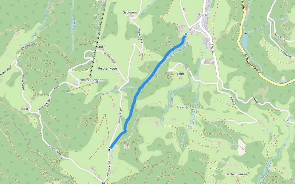 Alter Koglerweg walking route map in Hygna