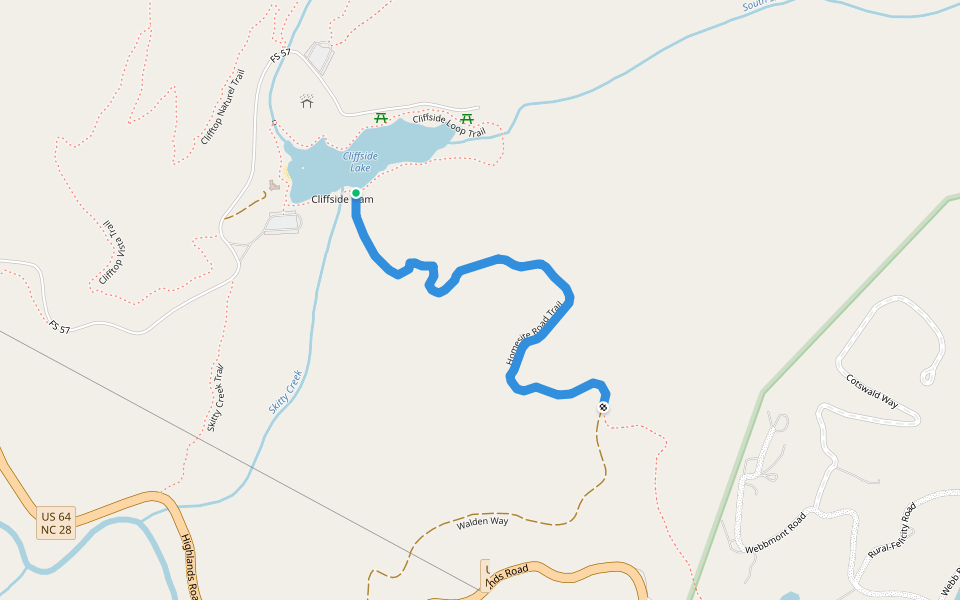 Homesite Road Trail walking route map in Highlands