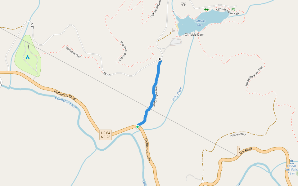 Skitty Creek Trail walking route map in Highlands
