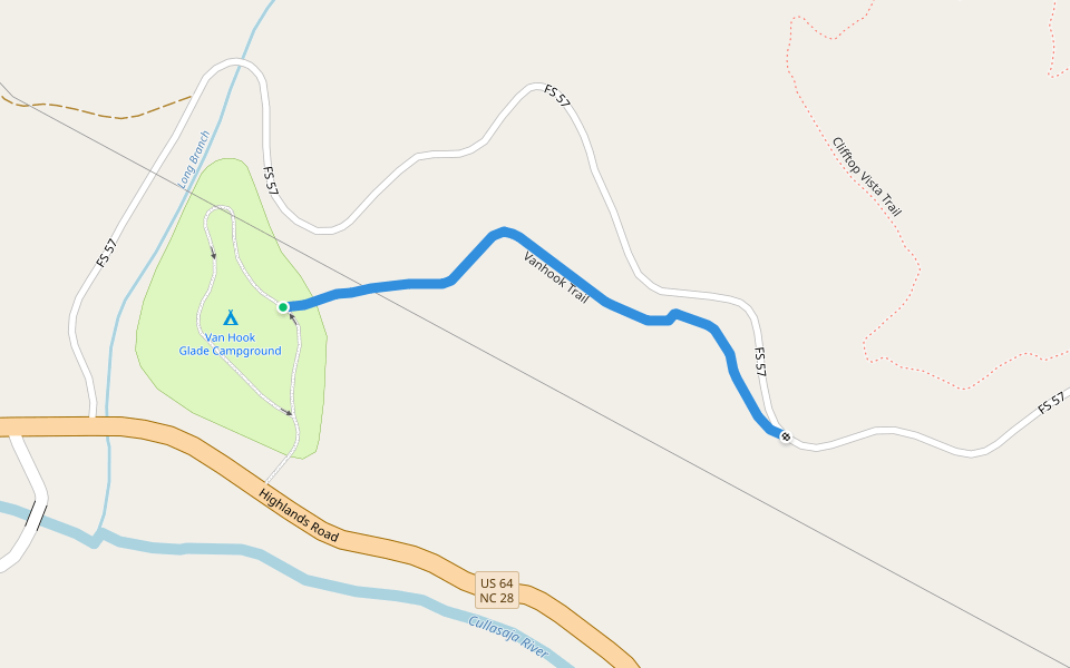 Vanhook Trail walking route map in Highlands