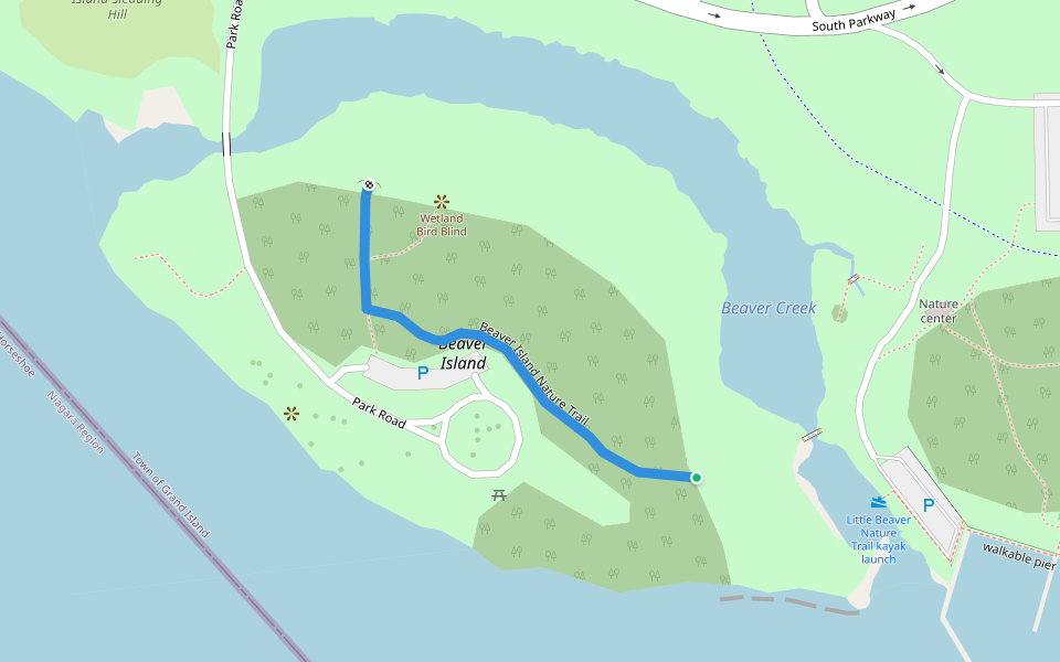Beaver Island Nature Trail walking route map in Grand Island
