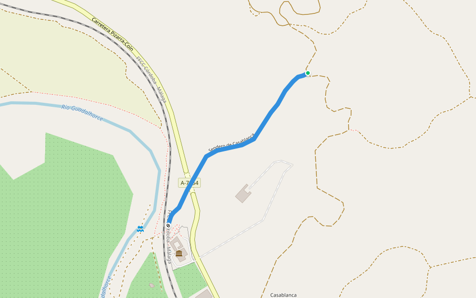 Sendero de Casablanca walking route map in Pizarra