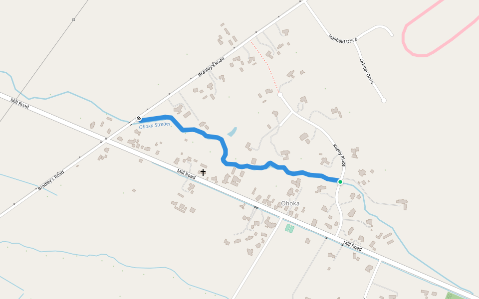 Ohoka Stream Walkway walking route map in Ohoka