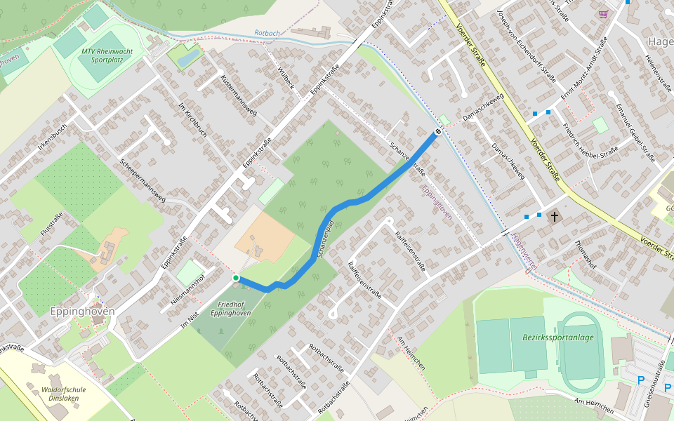Schanzenpad walking route map in Dinslaken