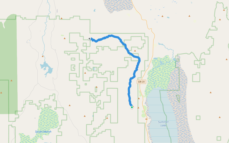 Fremont National Recreation Trail walking route map in Summer Lake