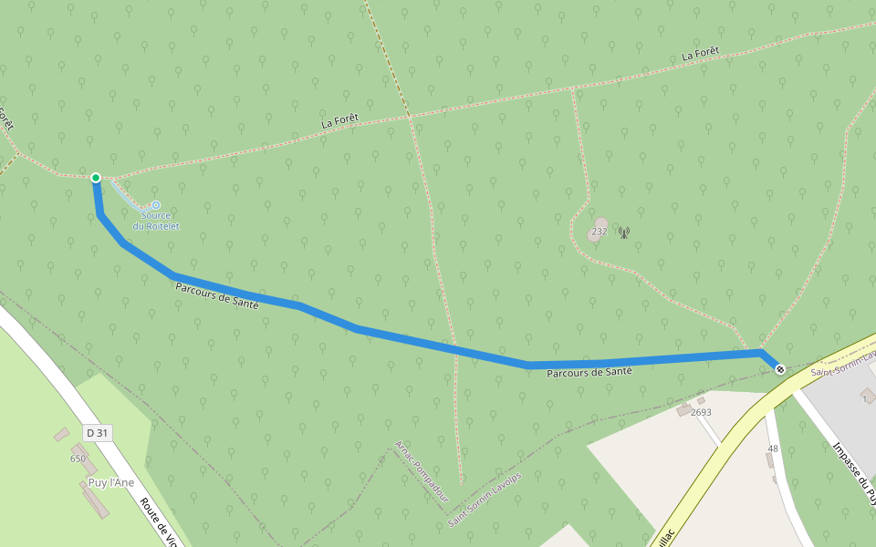 Parcours de Santé walking route map in Arnac-Pompadour