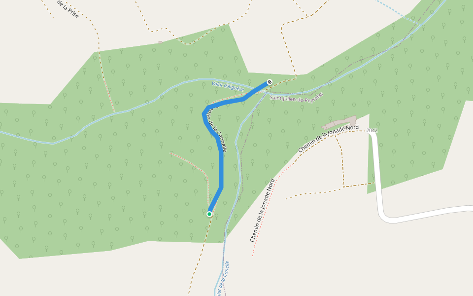 Chemin de la Cannelle walking route map in Aiguèze