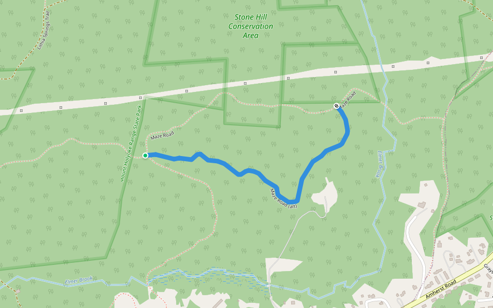 Maze Road (alt) walking route map in Granby