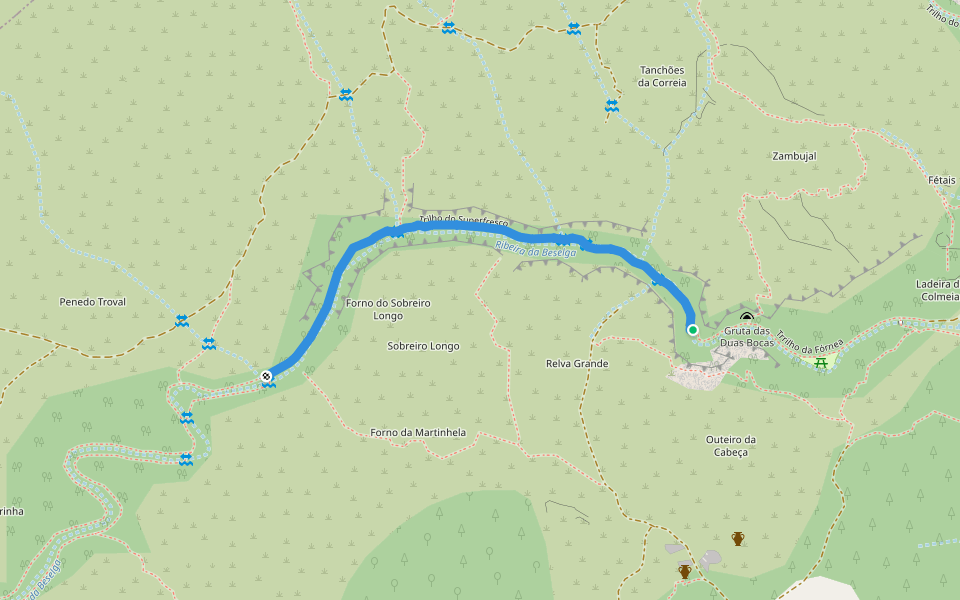 Trilho do Superfresco walking route map in Ourém
