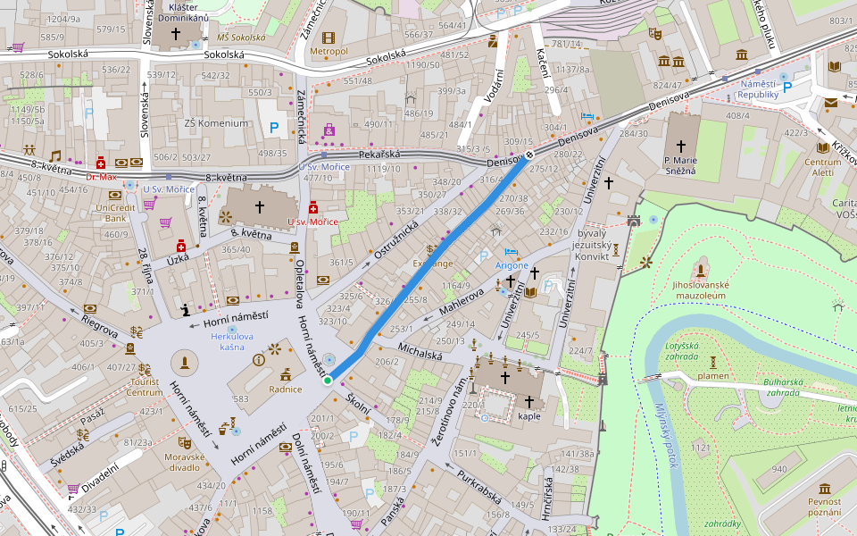 Ztracená walking route map in Olomouc