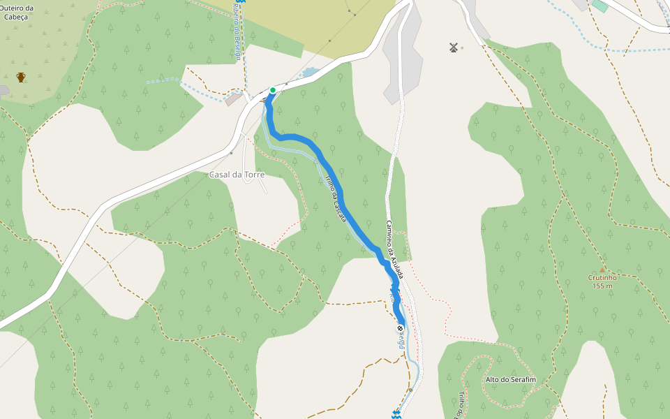 Trilho da Cascata walking route map in Ourém