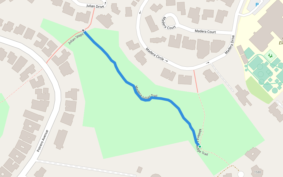 Madera-Julian Trail walking route map in El Cerrito