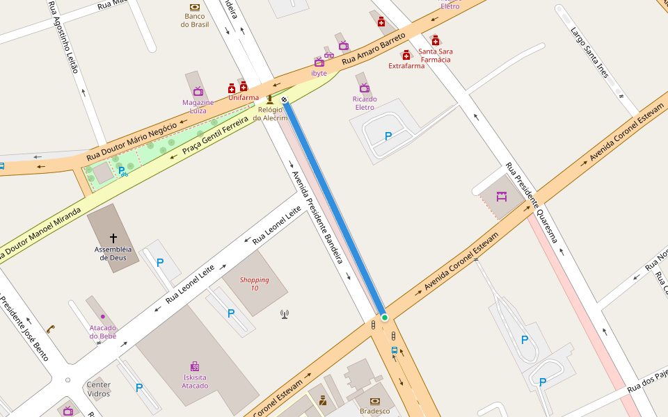 Avenida Presidente Bandeira walking route map in Natal