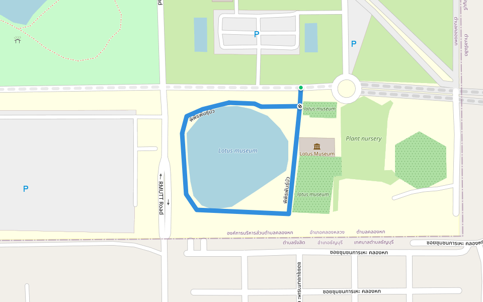 พิพิธพันธุ์บัว walking route map in Tambon Khlong Hok