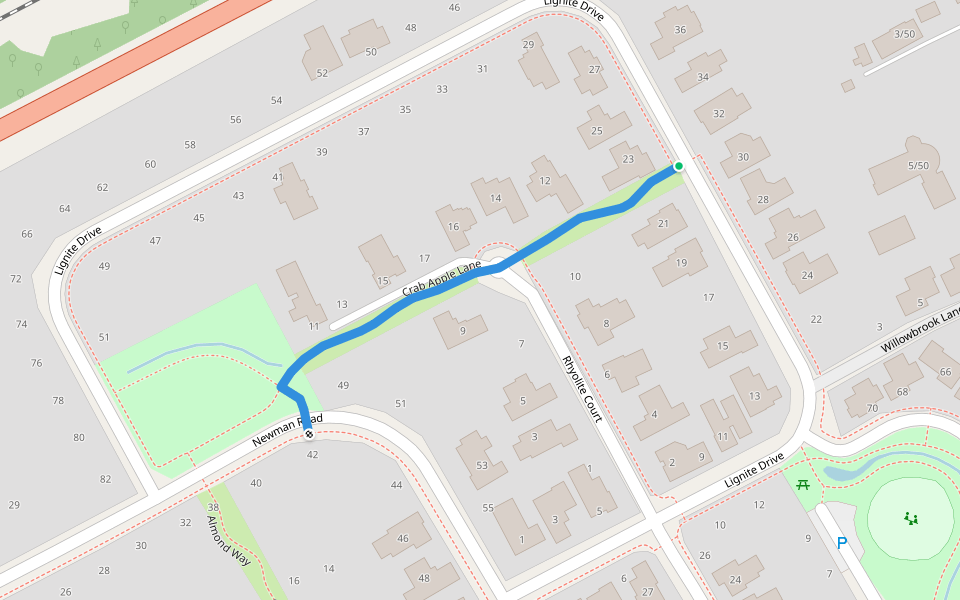 Crab Apple Lane walking route map in Rolleston