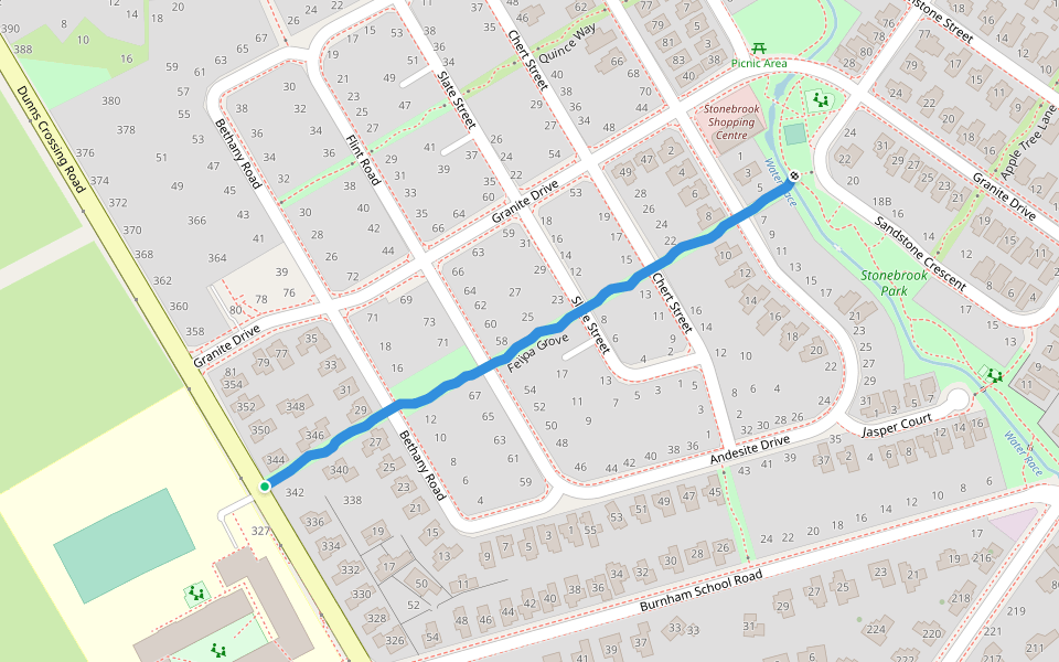 Feijoa Grove walking route map in Rolleston