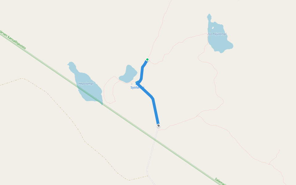 Peuran polku, Hirvaan kierros, Pakosuon kierros walking route map in Knivsund