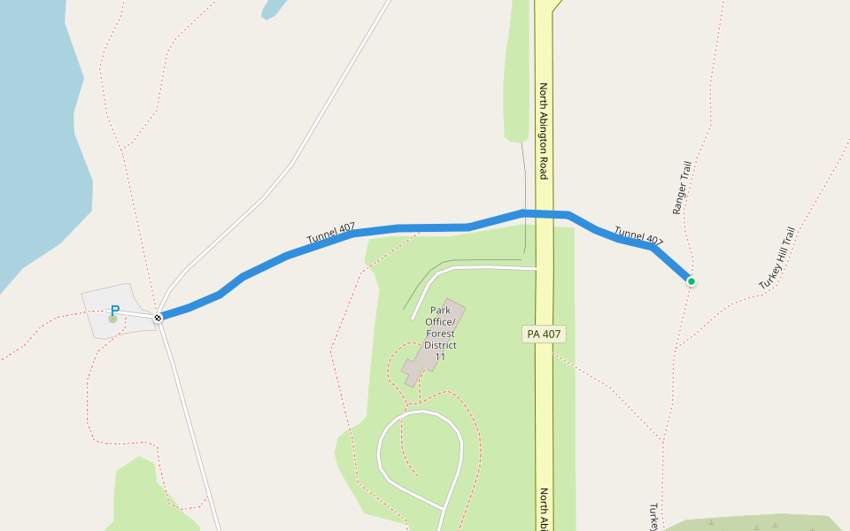 Tunnel 407 walking route map in Dalton