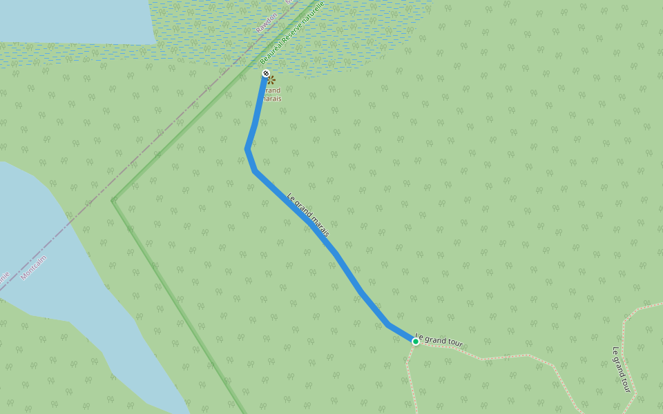 Le grand marais walking route map in Sainte-Julienne