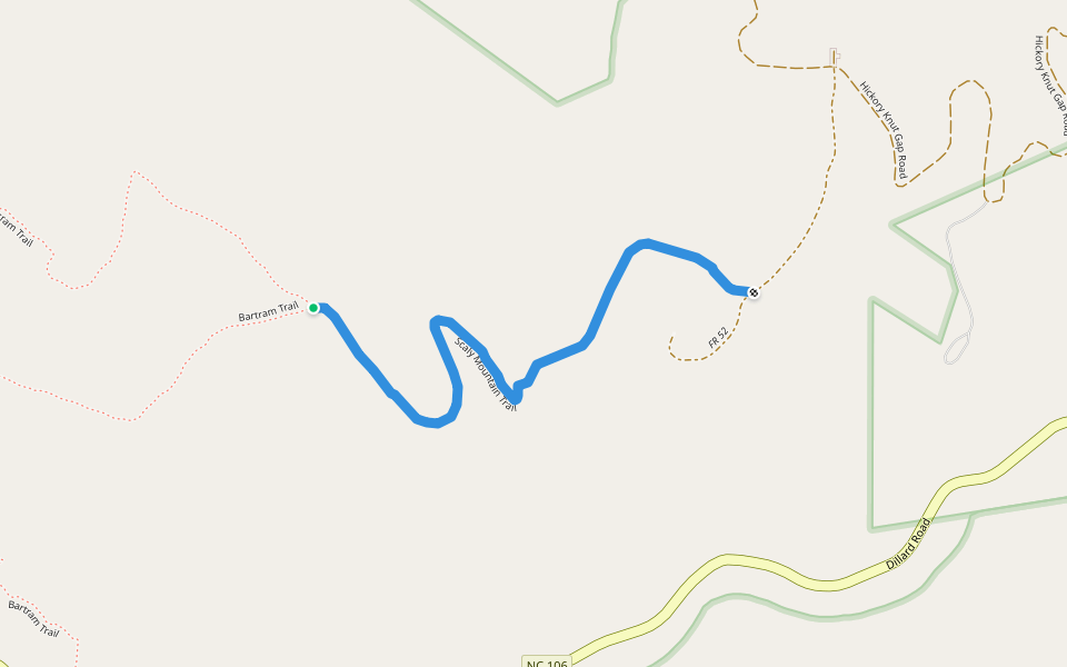 Scaly Mountain Trail walking route map in Scaly Mountain