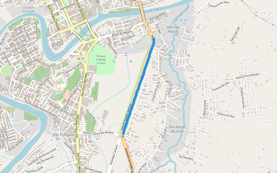 Rua da Nova Ponte walking route map in Rio Branco