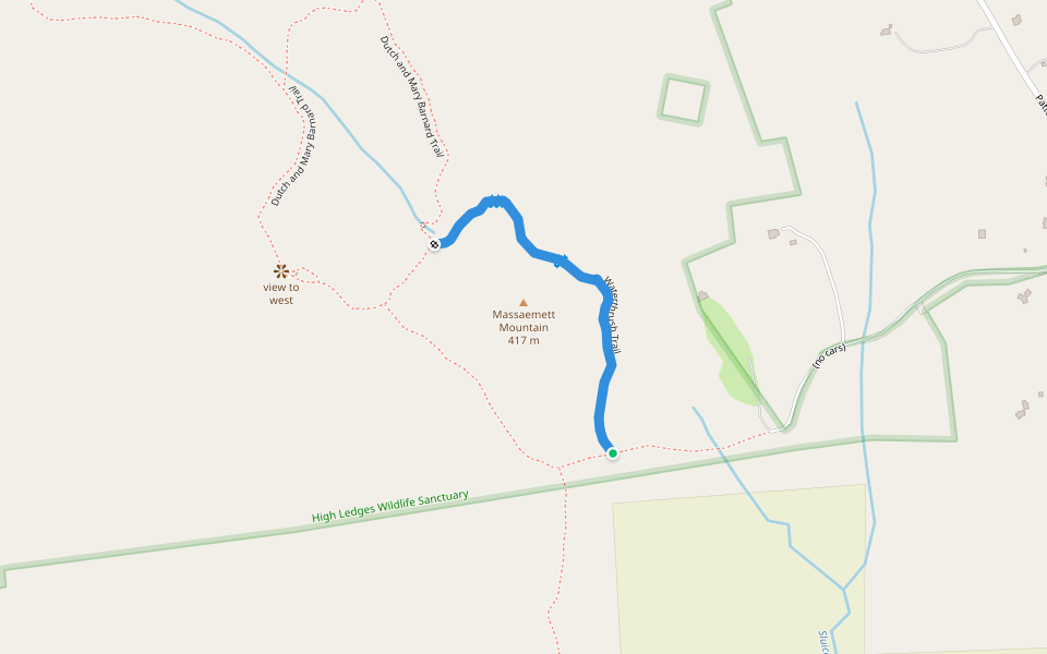 Waterthrush Trail walking route map in Shelburne Falls