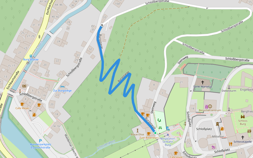 Burgstiege walking route map in Solingen