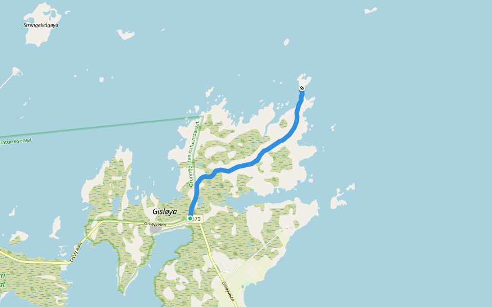 Gisløyskaga walking route map in Gisløy