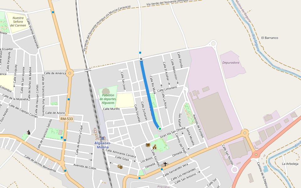 Calle León Felipe walking route map in Alguazas