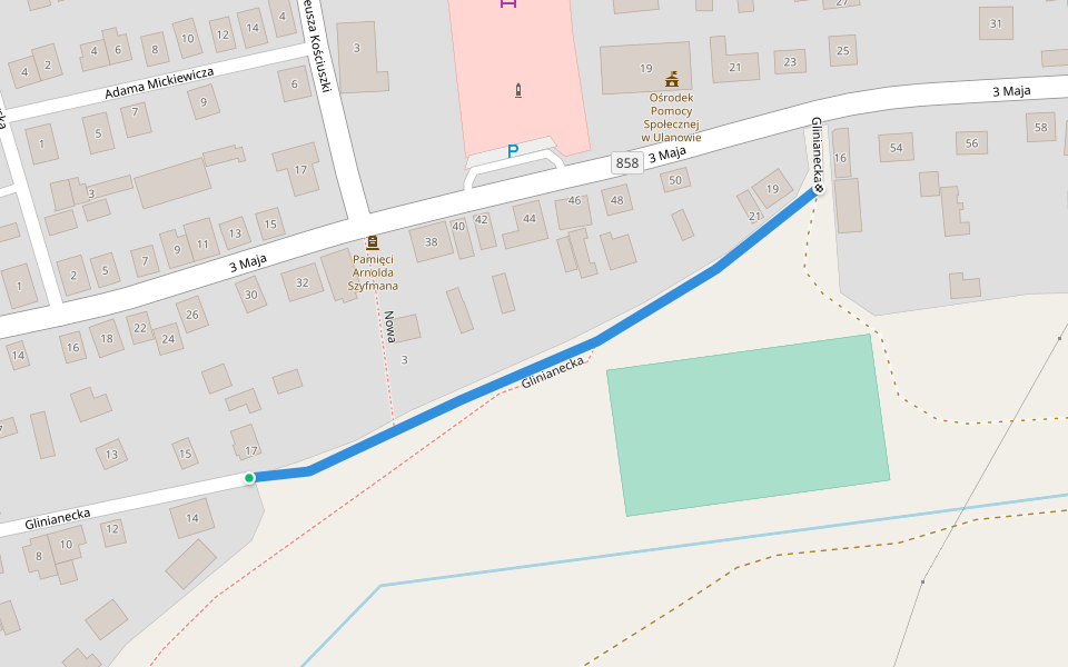 Glinianecka walking route map in Ulanów