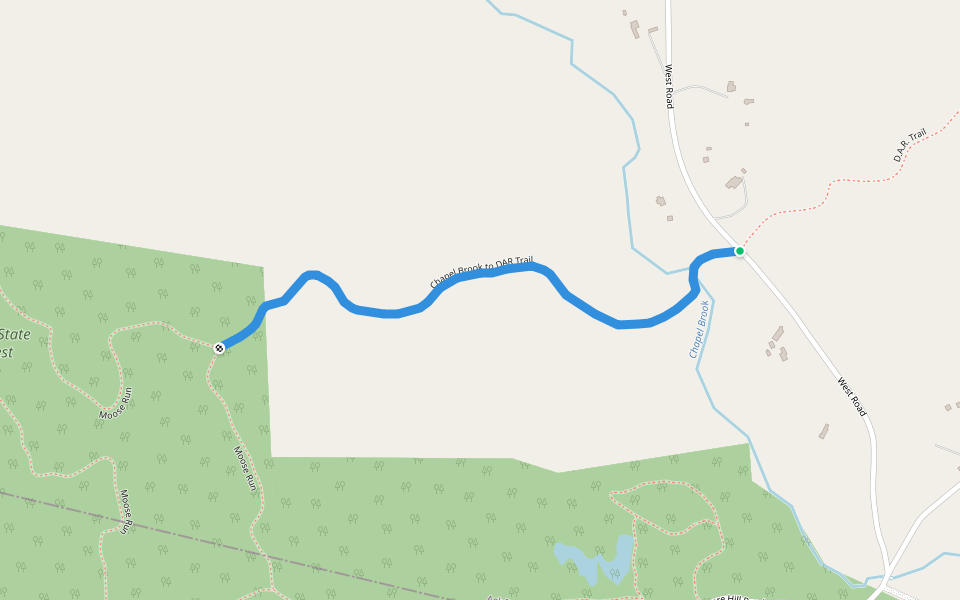Chapel Brook to DAR Trail walking route map in Ashfield