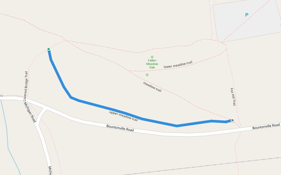 upper meadow trail walking route map in Pound Ridge