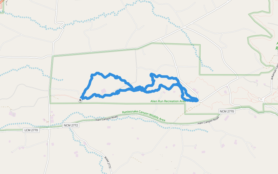 Alien Run - Short Loop walking route map in Aztec
