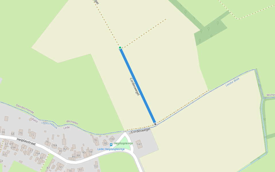 Cordeswegel walking route map in Lede