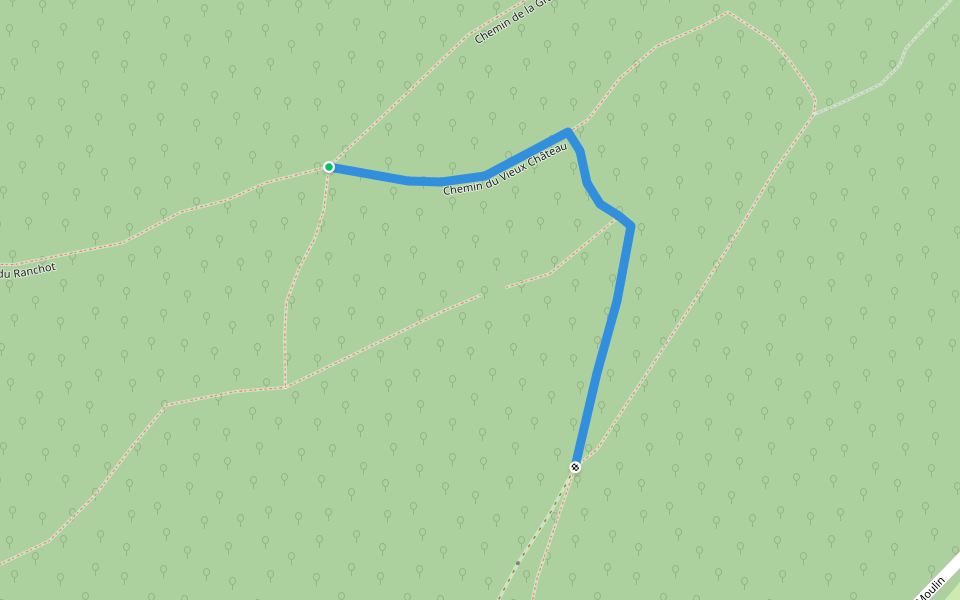 Chemin du Vieux Château walking route map in Chenecey-Buillon