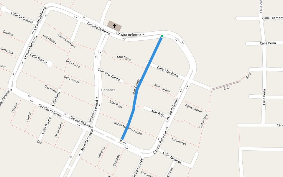 Mar Caspio walking route map in Tapachula de Córdova y Ordóñez