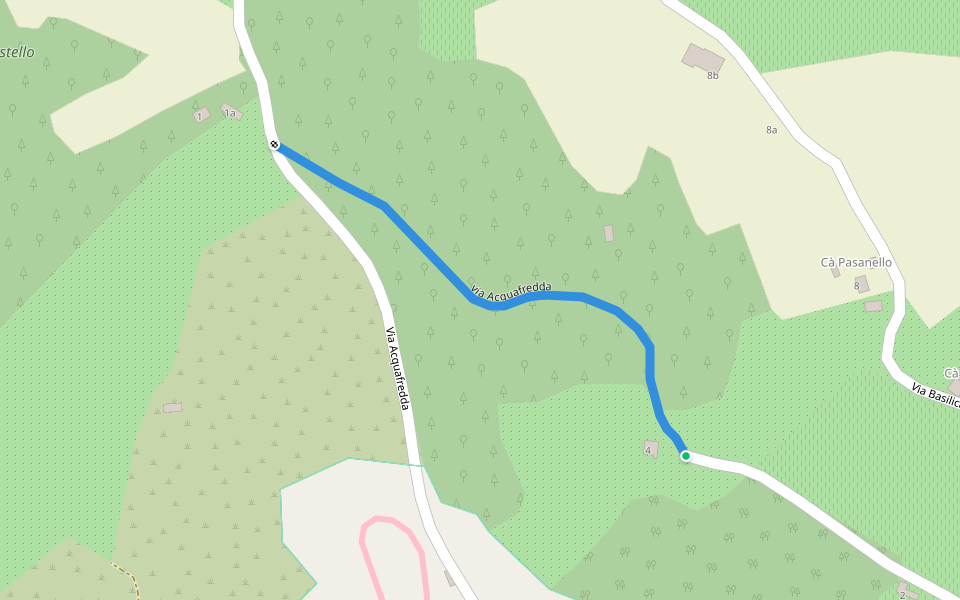 via Acquafredda walking route map in Savignano Sul Panaro
