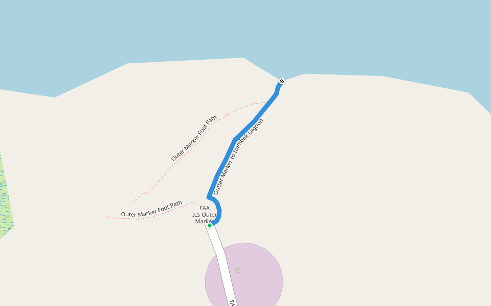 Outter Marker to Izembek Lagoon walking route map in Cold Bay