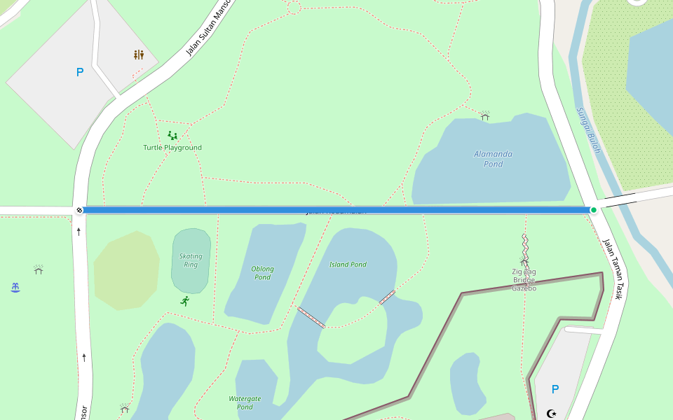 Jalan Kedamaian walking route map in Taiping