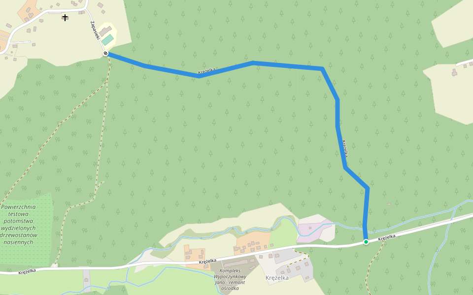 Krężelka walking route map in Jaworzynka