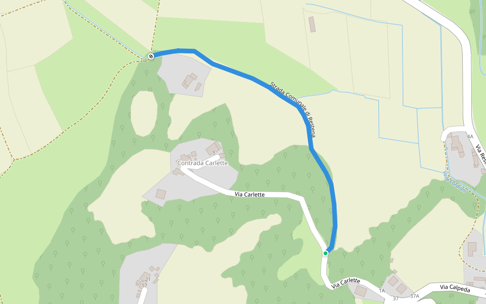 Strada Comunale di Restena walking route map in Arzignano