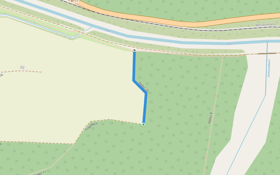 Pet62 25 walking route map in Tröpolach