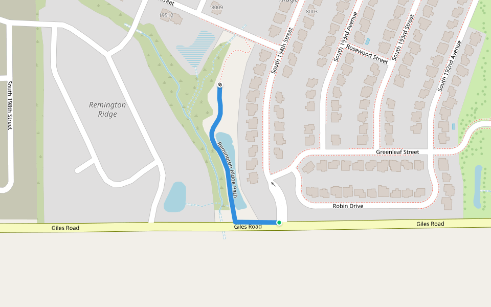 Remington Ridge Path walking route map in Gretna