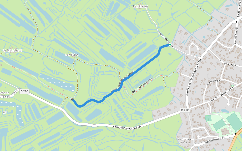 Charreu du Branchard à Bouin walking route map in Bouin