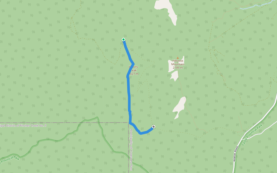 Hearts Peak Route Hiking Trail Bellevue, Alberta Pacer