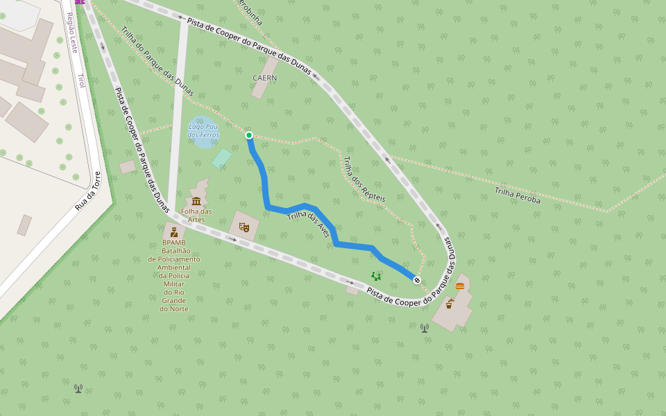 Trilha das Aves walking route map in Natal