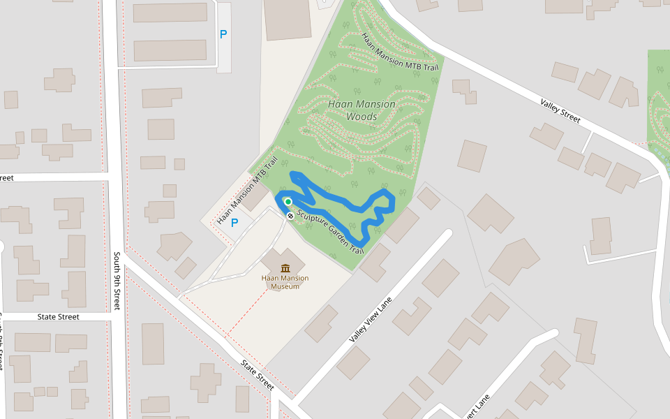 Sculpture Garden Trail walking route map in Lafayette
