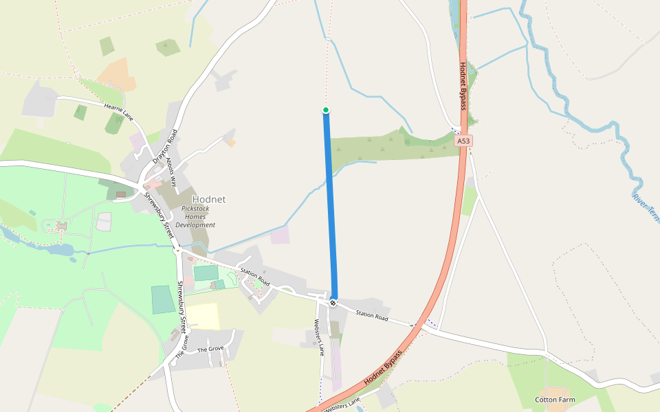 Hodnet Railway Walk walking route map in Hodnet